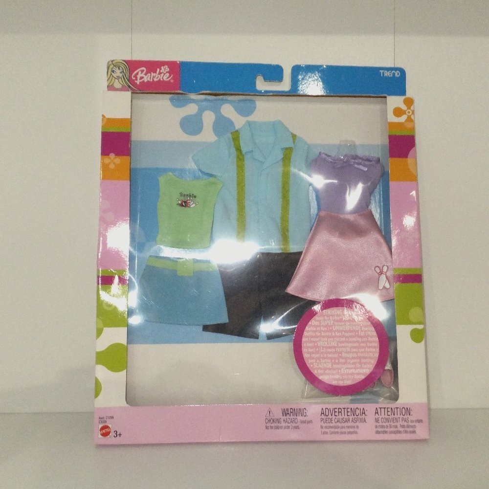 Barbie Ken Fashion Trend Bowling Outfits Accessories 2003 Sealed Mattel